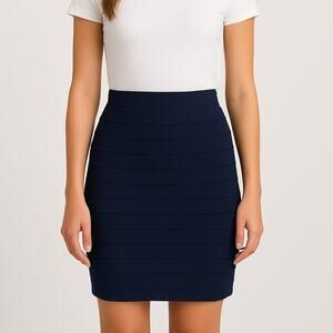 Express Dark Indigo Blue High-Waist Bandage Bodycon Pencil Skirt - Size 6 - NWT